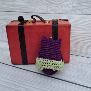 Horgolt mini bagoly kulcstartó - táska & tok - kulcstartó & táskadísz - kulcstartó - Meska.hu