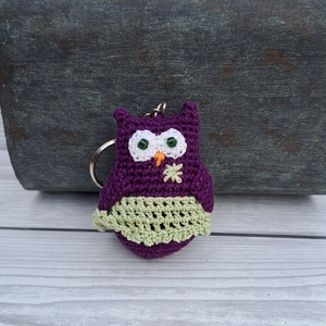 Horgolt mini bagoly kulcstartó - táska & tok - kulcstartó & táskadísz - kulcstartó - Meska.hu