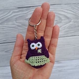Horgolt mini bagoly kulcstartó - táska & tok - kulcstartó & táskadísz - kulcstartó - Meska.hu