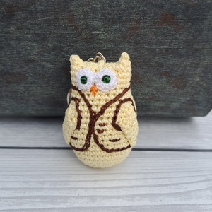 Horgolt mini bagoly kulcstartó - táska & tok - kulcstartó & táskadísz - kulcstartó - Meska.hu