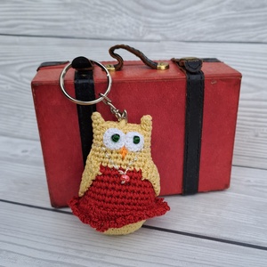Horgolt mini bagoly kulcstartó - táska & tok - kulcstartó & táskadísz - kulcstartó - Meska.hu