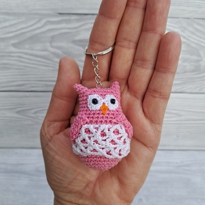 Horgolt mini bagoly kulcstartó - táska & tok - kulcstartó & táskadísz - kulcstartó - Meska.hu
