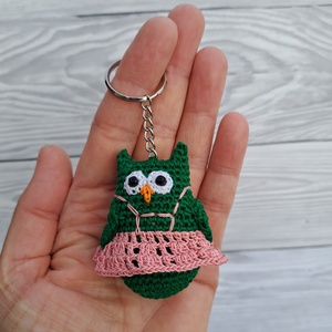Horgolt mini bagoly kulcstartó - táska & tok - kulcstartó & táskadísz - kulcstartó - Meska.hu