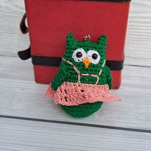 Horgolt mini bagoly kulcstartó - táska & tok - kulcstartó & táskadísz - kulcstartó - Meska.hu