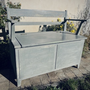 Vintage felújított karospad, lóca, népi pad, tároló láda, ülőpad, régiség - otthon & életmód - bútor - pad - Meska.hu