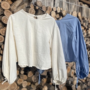 Bő ujjú blúz pamutvászonból  - ruha & divat - női ruha - blúz - Meska.hu