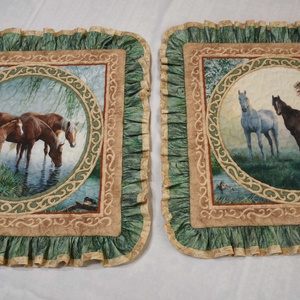 Lovak párnahuzat pár - 40x40cm párnákra - otthon & életmód - lakástextil - párna & párnahuzat - Meska.hu