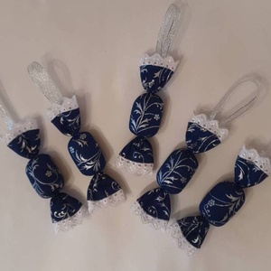 Szaloncukor szett - kék - ezüst indamintás - karácsony - karácsonyi lakásdekoráció - karácsonyfadíszek - Meska.hu