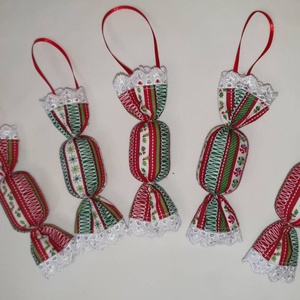 Szaloncukor szett - játékos csíkos mintával - karácsony - karácsonyi lakásdekoráció - karácsonyfadíszek - Meska.hu