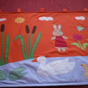 Nyuszikás - libuskás falvédő - megrendelésre! - baba - mama - babaszoba dekoráció - falvédő gyerekszobába - Meska.hu