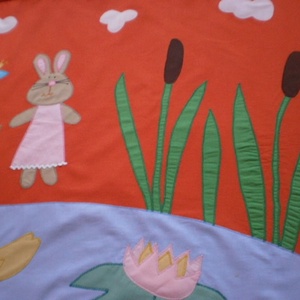 Nyuszikás - libuskás falvédő - megrendelésre! - baba - mama - babaszoba dekoráció - falvédő gyerekszobába - Meska.hu