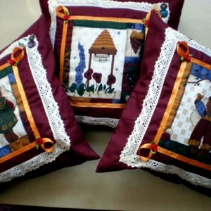 Bordó horgolt csipkés macis párnák, Otthon & Életmód, Lakástextil, Párna & Párnahuzat, Varrás, Patchwork, foltvarrás, MESKA