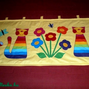 Mostan színes cicákról álmodom. Rendelhető árga szivárványos cicás falvédők  - baba - mama - babaszoba-dekoráció - falvédő gyerekszobába - Meska.hu