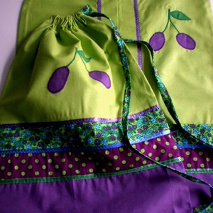 Pisztáciazöld/lila ovizsák és tornazsák szilva jellel - Meska.hu