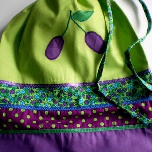 Pisztáciazöld/lila ovizsák és tornazsák szilva jellel - játék & sport - ovis felszerelés - ovis szett - Meska.hu