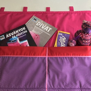 Pink falvédő lila pettyes zsebekkel - Meska.hu