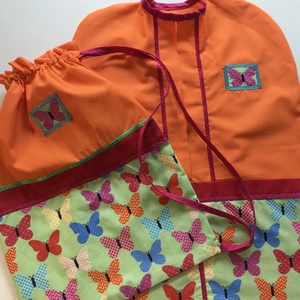 Narancs-almazöld oviszsák szett pillangó jellel, Játék & Sport, Ovis felszerelés, Ovis szett, Patchwork, foltvarrás, Varrás, MESKA