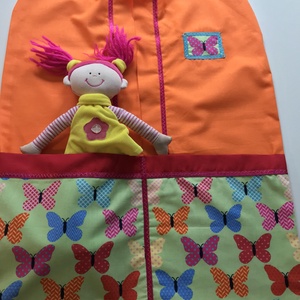 Narancs-almazöld oviszsák szett pillangó jellel - játék & sport - ovis felszerelés - ovis szett - Meska.hu