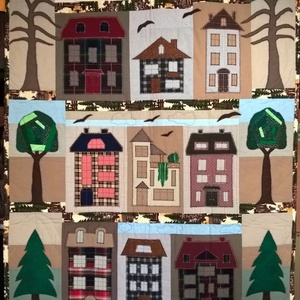 Házas falikép, Otthon & Lakás, Dekoráció, Kép & Falikép, Mozaik kép, Varrás, Patchwork, foltvarrás, Meska
