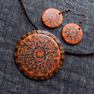 Batik- narancs szett - ékszer - ékszerszett - Meska.hu