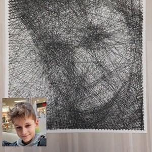 Portré fonalgrafika, StringArt - karácsony előtt személyes átadással még lehetséges, Művészet, Portré & Karikatúra, Portré, Csomózás, Fotó, grafika, rajz, illusztráció, MESKA