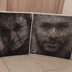 Portré fonalgrafika, StringArt látványterv egyedi mérethez - karácsony előtt, személyes átadással még lehetséges, Művészet, Portré & Karikatúra, Portré, Csomózás, Fotó, grafika, rajz, illusztráció, MESKA