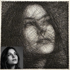 Csak cérna formálja a képet - StringArt portré, vonalrajz, fonalgrafika, FonalArc - Meska.hu