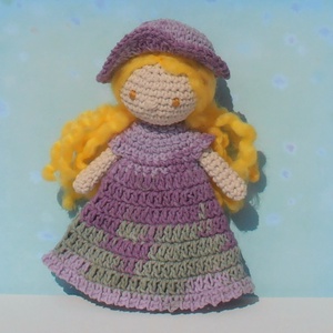 Levendula kalapos baba, kézzel készített baba -  - Meska.hu