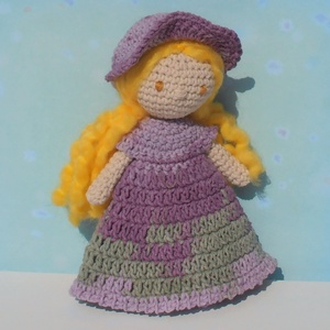 Levendula kalapos baba, kézzel készített baba -  - Meska.hu