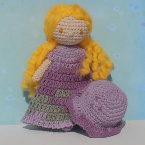 Levendula kalapos baba, kézzel készített baba -  - Meska.hu