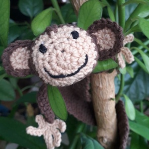 Charly, majom könyvjelző, puha horgolt 3D állatka, Könyv & Zene, Könyvjelző, Horgolás, MESKA