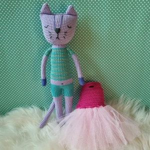 Horgolt tüllszoknyás macska amigurumi - játék & sport - plüssállat & játékfigura - cica - Meska.hu