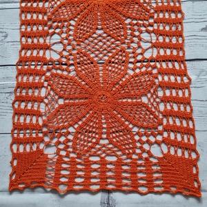 Horgolt narancssárga asztali futó terítő - otthon & életmód - dekoráció - asztal és polc dekoráció - horgolt & csipketerítő - Meska.hu