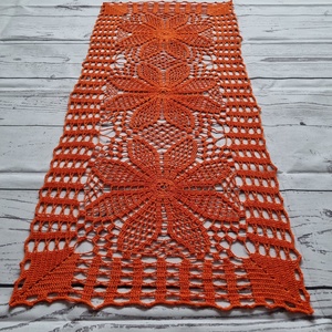 Horgolt narancssárga asztali futó terítő - otthon & életmód - dekoráció - asztal és polc dekoráció - horgolt & csipketerítő - Meska.hu