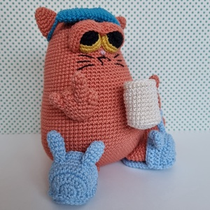 Horgolt morcos macska amigurumi - játék & sport - plüssállat & játékfigura - cica - Meska.hu
