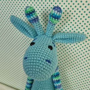 Horgolt kék szíves zsiráf amigurumi - játék & sport - plüssállat & játékfigura - zsiráf - Meska.hu