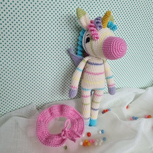 Horgolt unikornis egyszarvú amigurumi - játék & sport - plüssállat & játékfigura - unikornis - Meska.hu