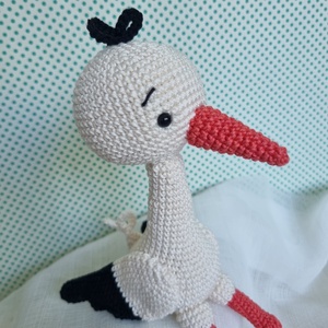 Horgolt gólya amigurumi - játék & sport - plüssállat & játékfigura - madár - Meska.hu