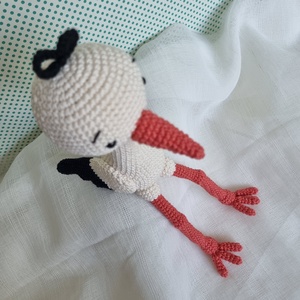 Horgolt gólya amigurumi - játék & sport - plüssállat & játékfigura - madár - Meska.hu