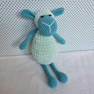 Horgolt türkiz-halványzöld bárány amigurumi - játék & sport - plüssállat & játékfigura - plüss bárány - Meska.hu