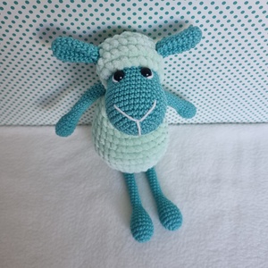 Horgolt türkiz-halványzöld bárány amigurumi - játék & sport - plüssállat & játékfigura - plüss bárány - Meska.hu