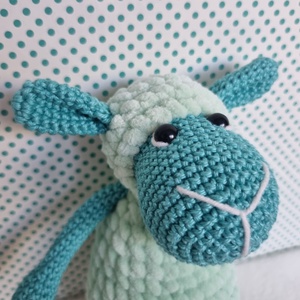 Horgolt türkiz-halványzöld bárány amigurumi - játék & sport - plüssállat & játékfigura - plüss bárány - Meska.hu