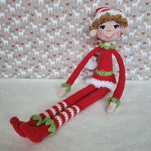 Horgolt karácsonyi csínytevő manó amigurumi - karácsony - karácsonyi lakásdekoráció - karácsonyi manók, figurák - Meska.hu