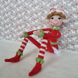 Horgolt karácsonyi csínytevő manó amigurumi - karácsony - karácsonyi lakásdekoráció - karácsonyi manók, figurák - Meska.hu