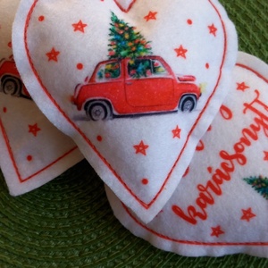 3db karácsonyi filcdísz - karácsony - karácsonyi lakásdekoráció - karácsonyi lakásdíszek - Meska.hu