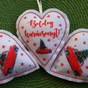 3db karácsonyi filcdísz - karácsony - karácsonyi lakásdekoráció - karácsonyi lakásdíszek - Meska.hu