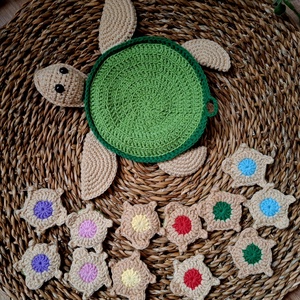 Horgolt teknős memória játék - játék & sport - készségfejlesztő és logikai játék - memória játékok - Meska.hu