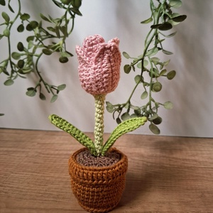 Horgolt virág cserépben - tulipán - Meska.hu