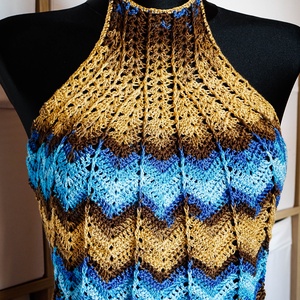 Azúr hullám horgolt nyári crop top  - Meska.hu