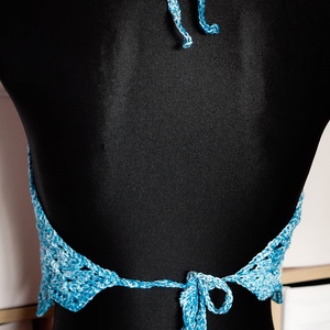 Jeans hatású horgolt nyári crop top  - ruha & divat - női ruha - top - Meska.hu